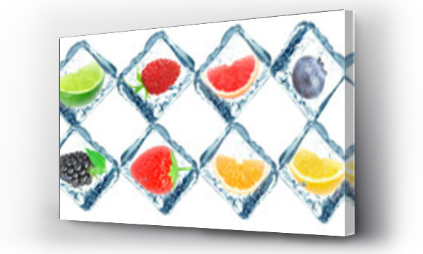 Wizualizacja Obrazu : #84369906 owoce w kostkach lodu izolowane na białym tle