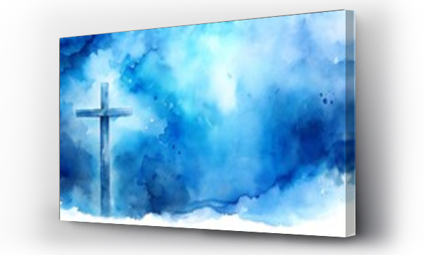 Wizualizacja Obrazu : #845566037 watercolor banner with cross for christian themes