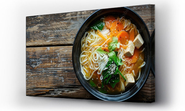 Wizualizacja Obrazu : #877372323 Kenchin style vegetable soup with udon noodles and tofu showcasing a copy space image