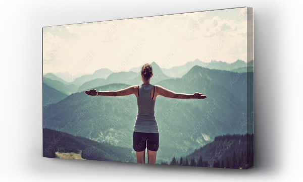 Wizualizacja Obrazu : #89267586 Woman celebrating nature and reaching the summit