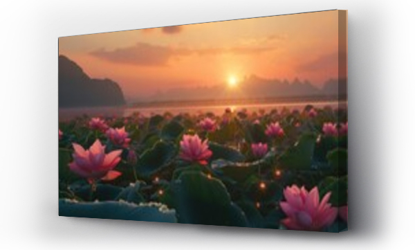 Wizualizacja Obrazu : #901670337 Lotus in full bloom during sunset