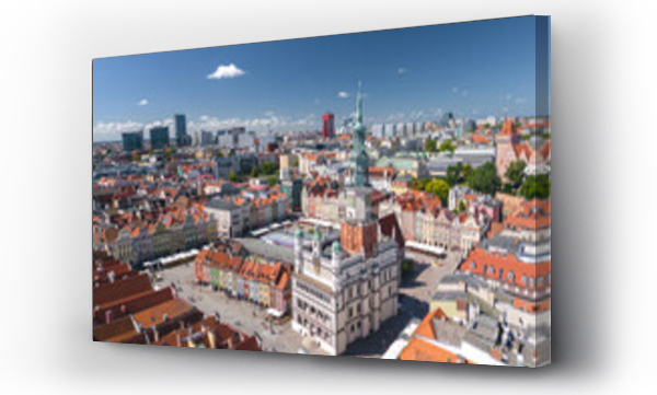Wizualizacja Obrazu : #920548999 Summer skyline cityscape of Poznan (Pozna?), Poland. Aerial view of Old Town market square (Rynek) and Town Hall (Ratusz)