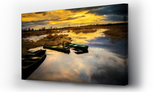 pejzaż, Pejzaż wiejski, ptaki, łódki