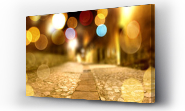 Wizualizacja Obrazu : #94601447 Fondo abstracto calle en la noche y luz de farolas.