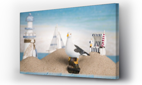 Wizualizacja Obrazu : #94694897 Holiday by the sea, gull, lantern, ship
