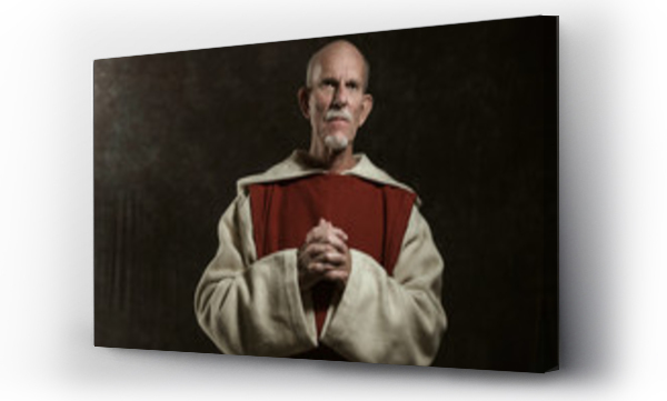 Wizualizacja Obrazu : #95454409 Official portrait of monastic. Studio shot against dark wall.